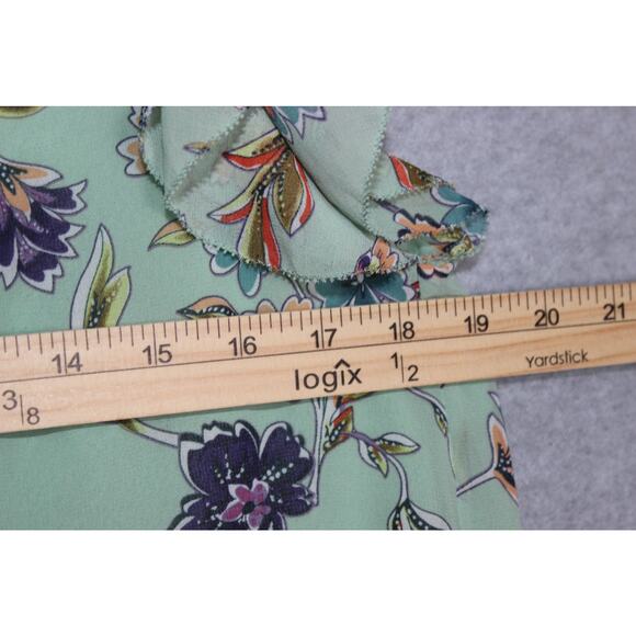 Philosophy Green/floral Flutter Sleeve Blouse‎ Size Small - Picture 3 of 4